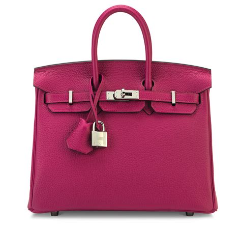 HERMES Togo Birkin 25 Rose Pourpre .